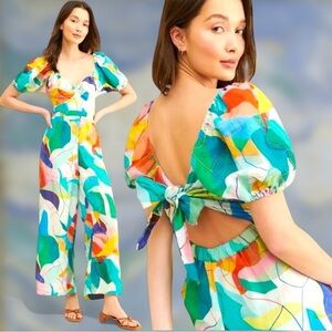 NWT Anthropologie Ranna Gill Tie-Back Cutout Jumpsuit Size Small